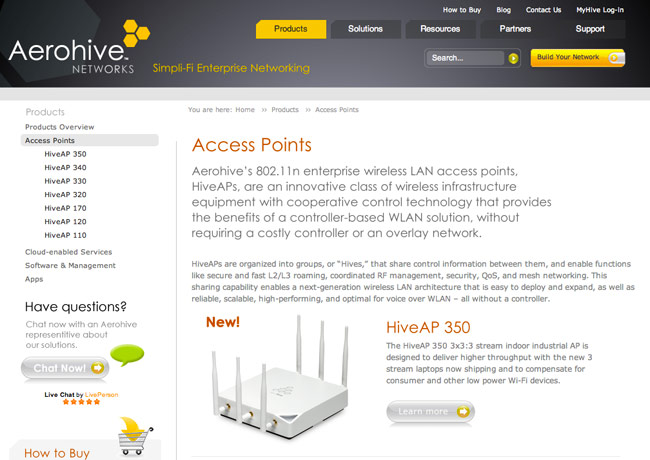 Aerohive website